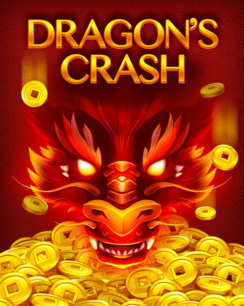 Red dragon surrounded by gold coins — crash game key art